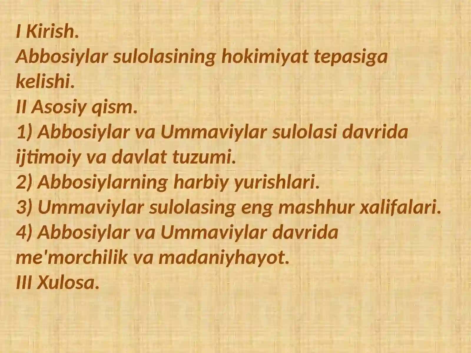 Arab xalifaligi Abbosiylar va Ummaviylar davrida 2