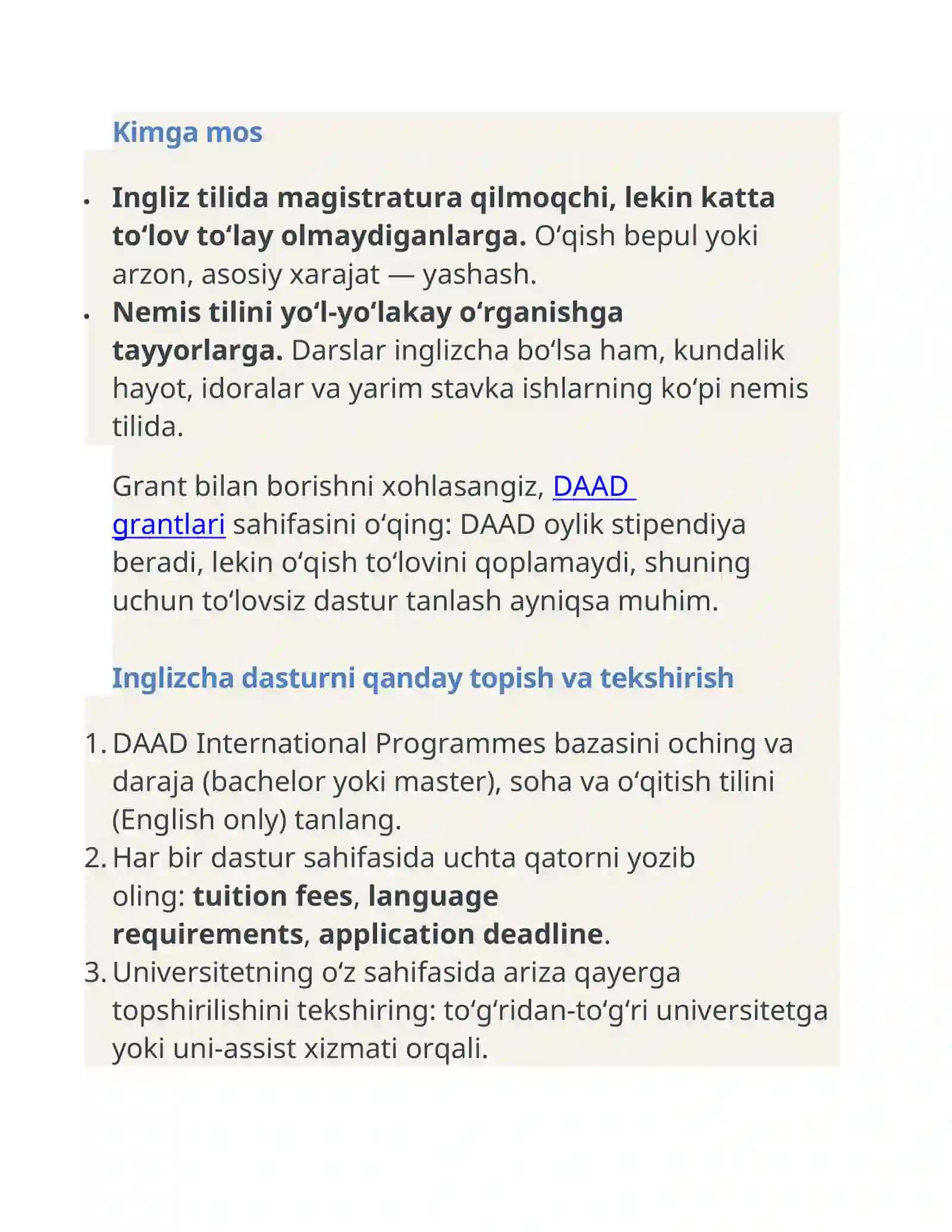 Germaniyada ingliz tilida o‘qish: bepul ta’lim 2