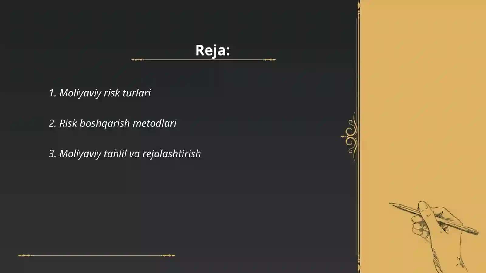 Moliyaviy risklarini boshqarish 2