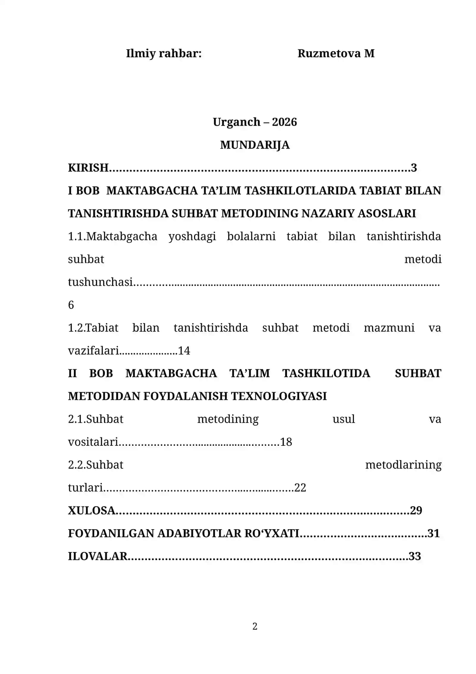 Maktabgacha taʼlim tashkilotida tabiat bilan tanishtirishda suhbat metodidan foydalanish texnologiyasi. 2