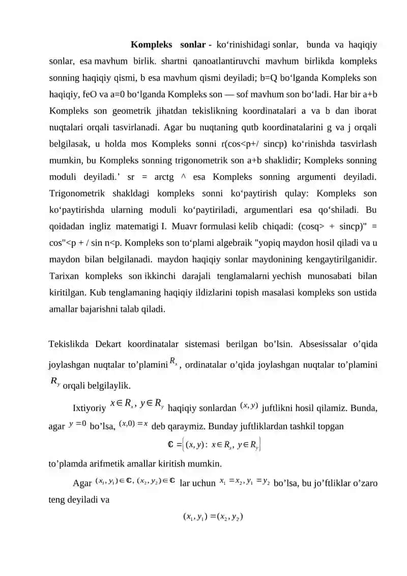 Kompleks sonlar 2