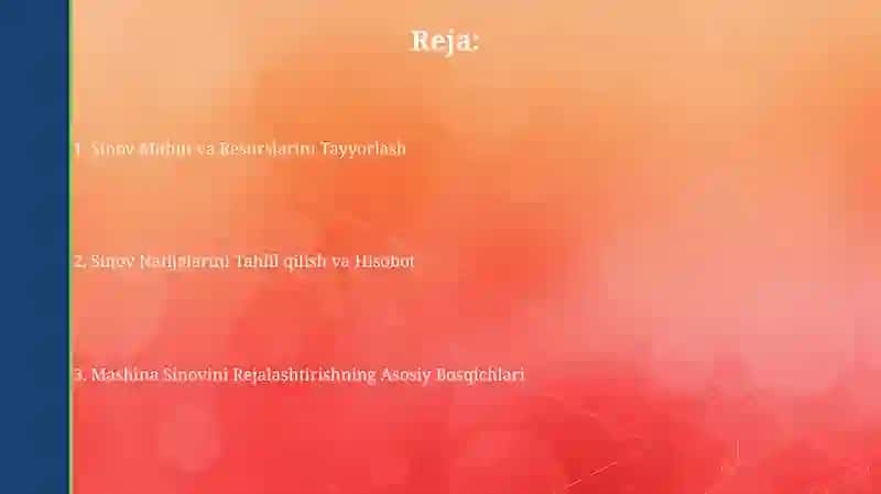 Mashinalarni sinashni rejalashtirish 2