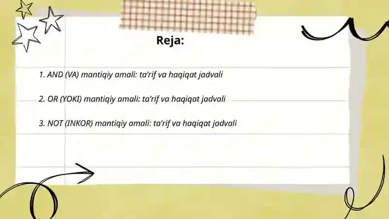 Mantiqiy amallar va mantiqi elementlar 2