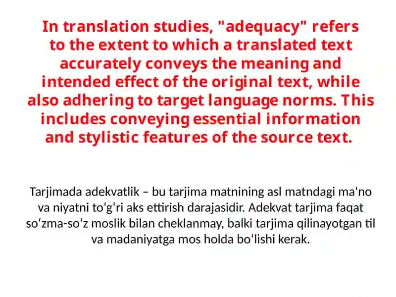 Adequacy in translation 2