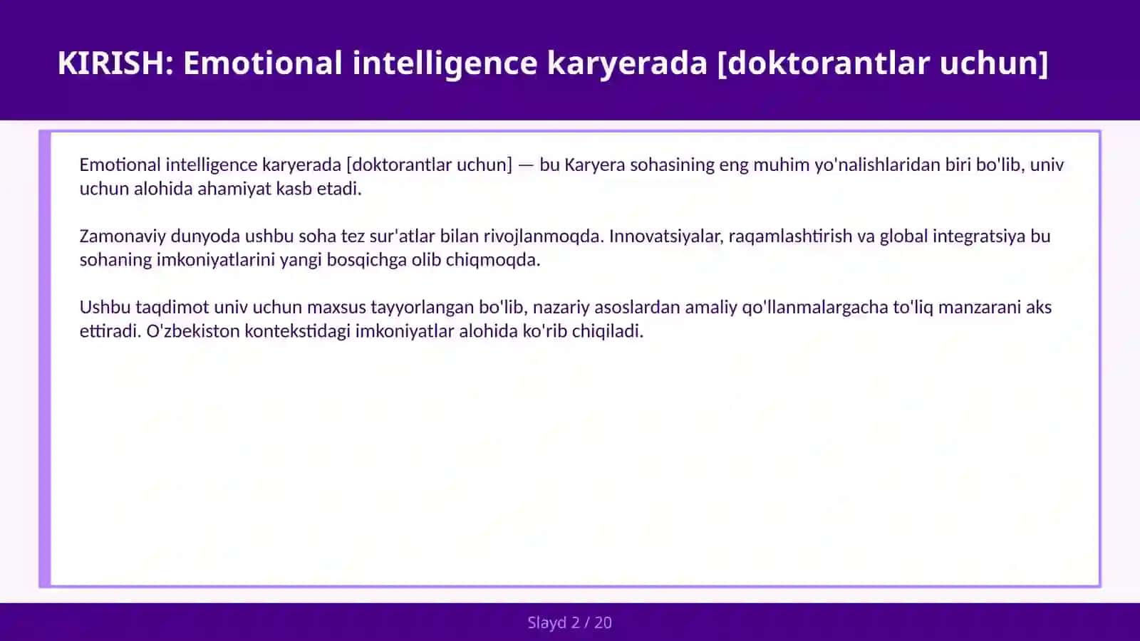 Emotional intelligence karyerada [doktorantlar uchun] 2