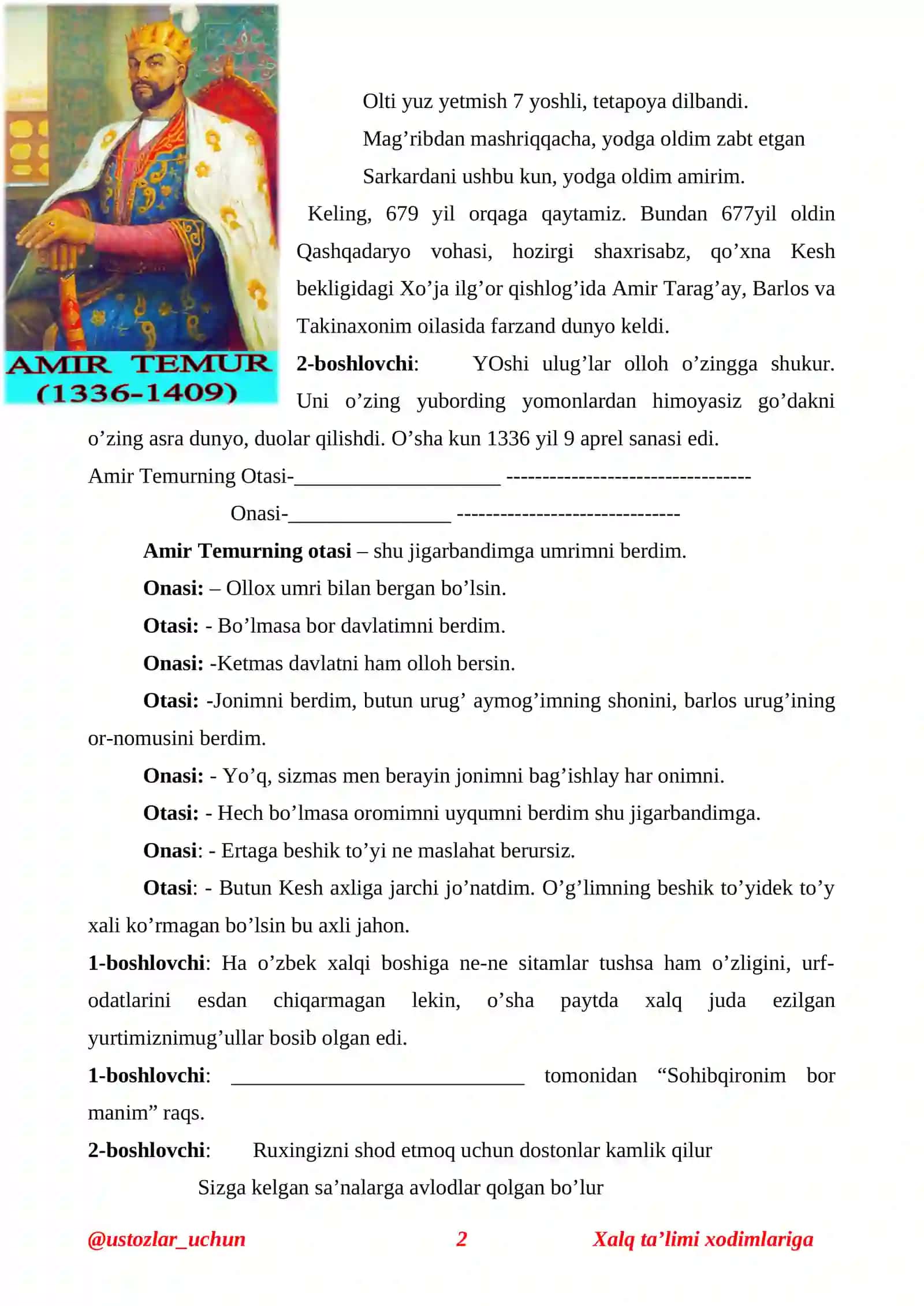 "Amir Temur buyuk sarkarda" 2