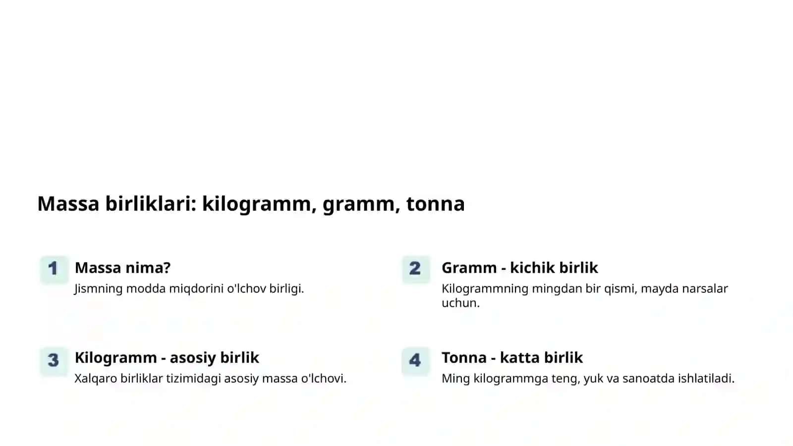 Massa birliklari 2