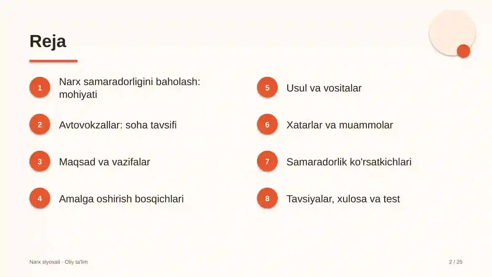 Avtovokzallarda narx samaradorligini baholash 2