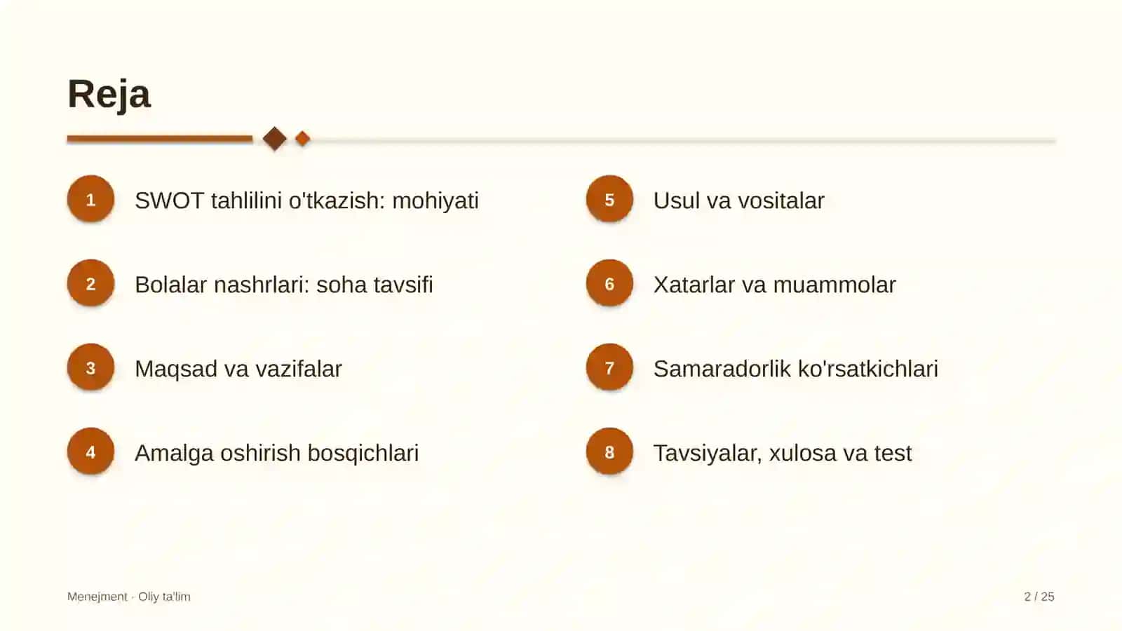 SWOT tahlilini o'tkazish 2