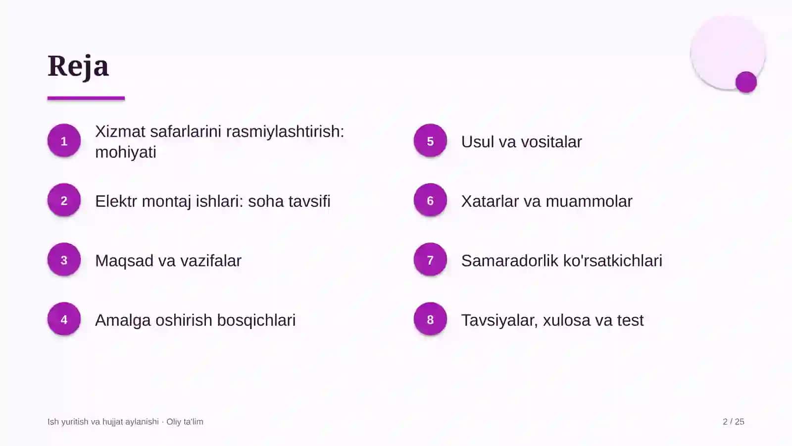 Elektr montaj ishlarida xizmat safarlarini rasmiylashtirish 2