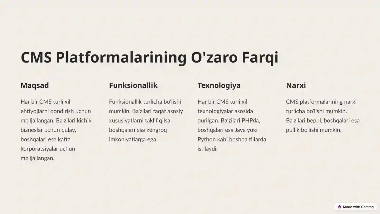CMS Platformalari: Tanlov Qoidalari 2