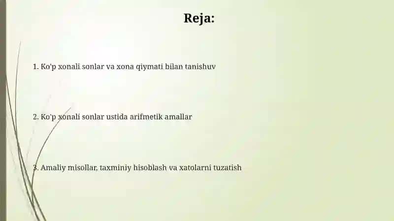 Ko'p xonali sonlar ustida amallar 2