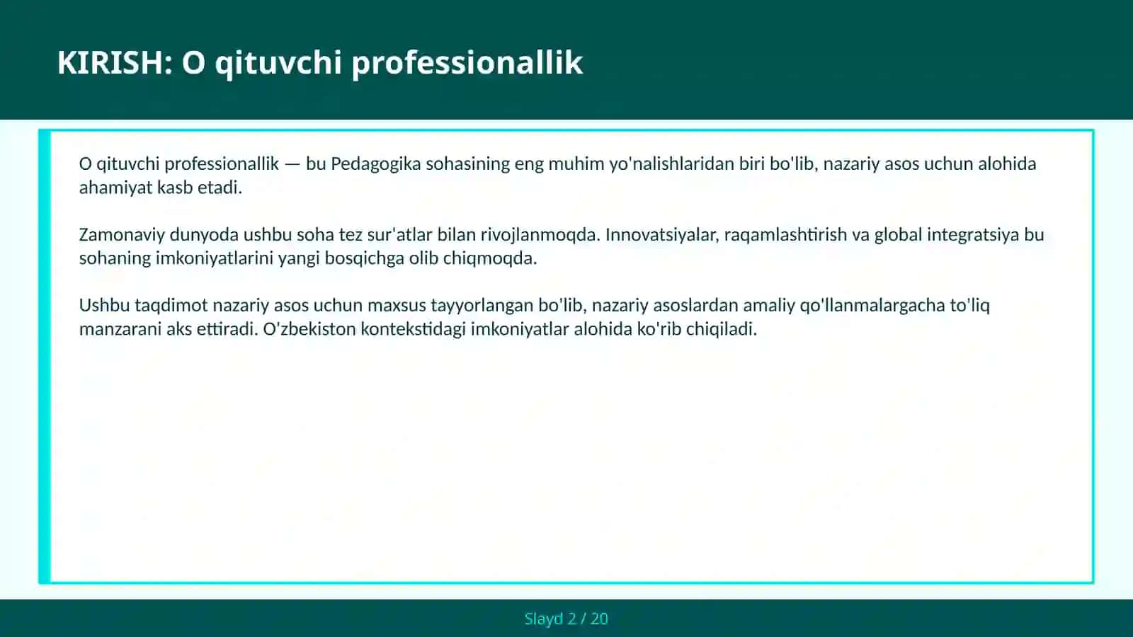O qituvchi professionallik 2