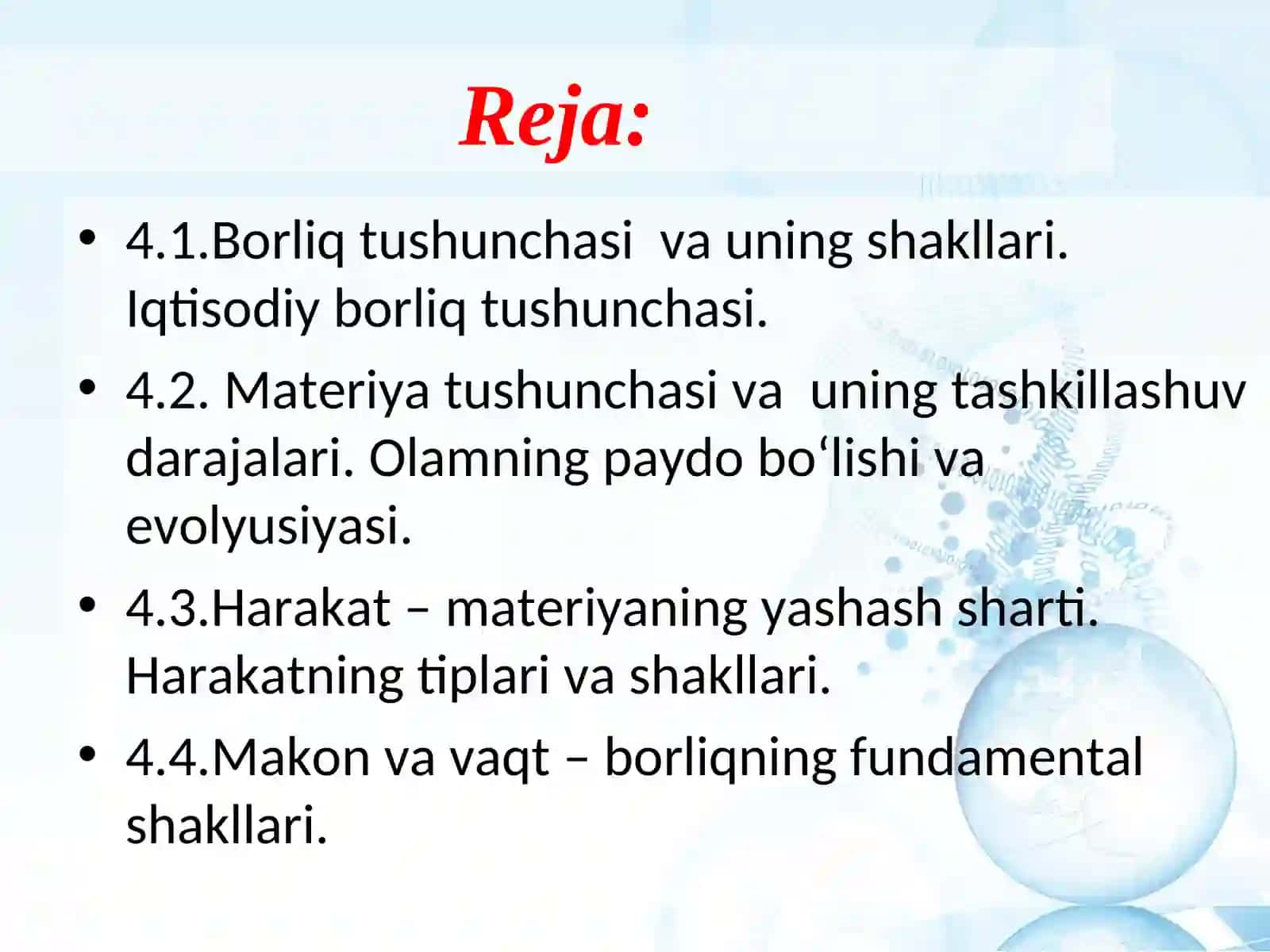Borliq falsafasi (Ontologiya) 2