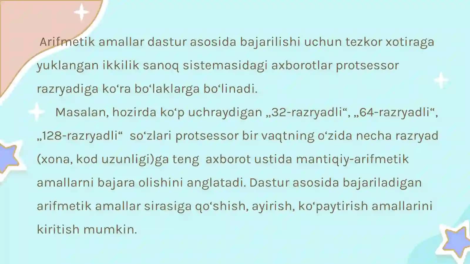 Arifmetik amallarni bajarish 2