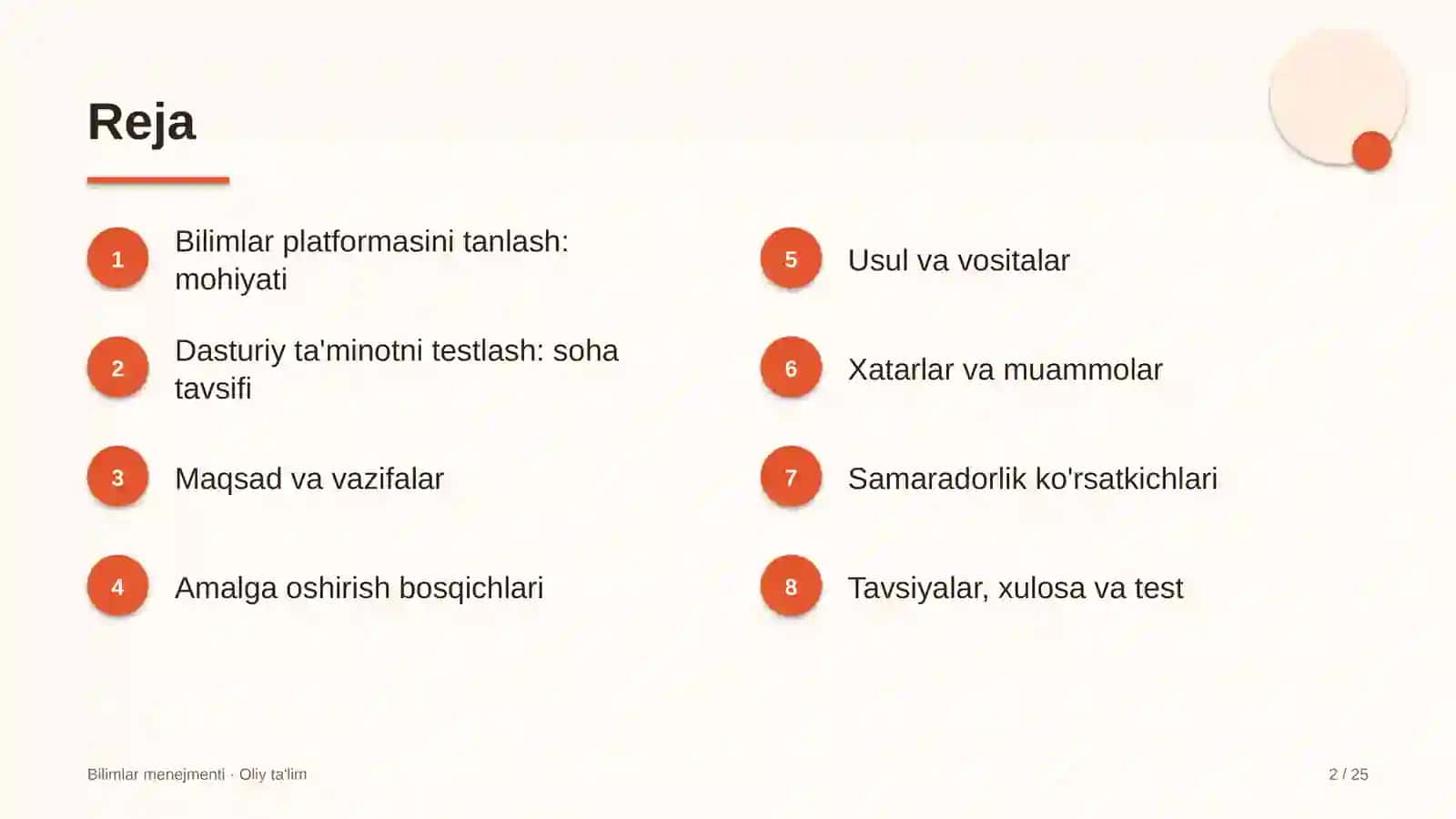 Bilimlar menejmenti · Oliy ta'limg 2