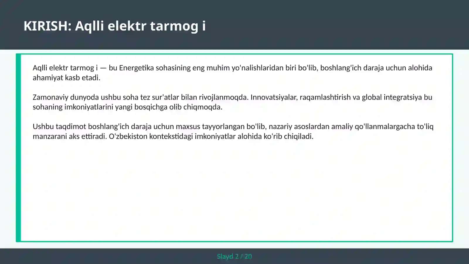 Aqlli elektr tarmog i 2