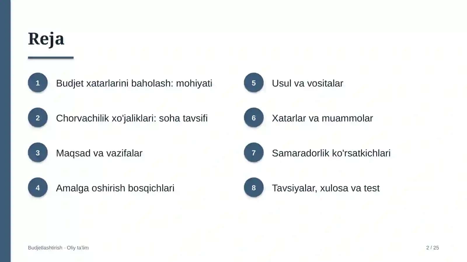 Budjet xatarlarini baholash: mohiyati 2