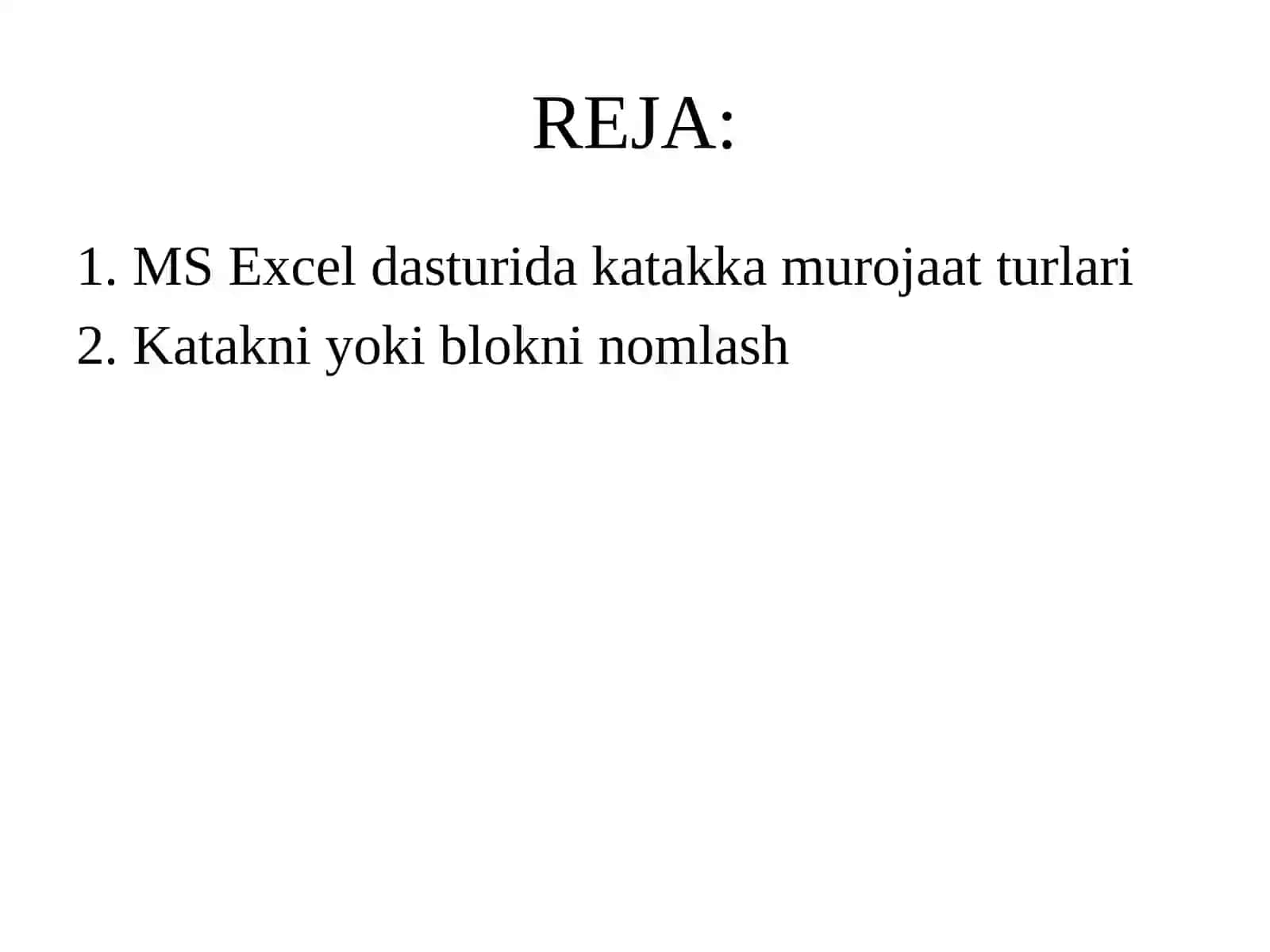 MS Excel dasturida katakka murojaat turlari 2