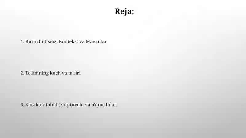 Birinchi Ustoz: Kontekst va Mavzular 2