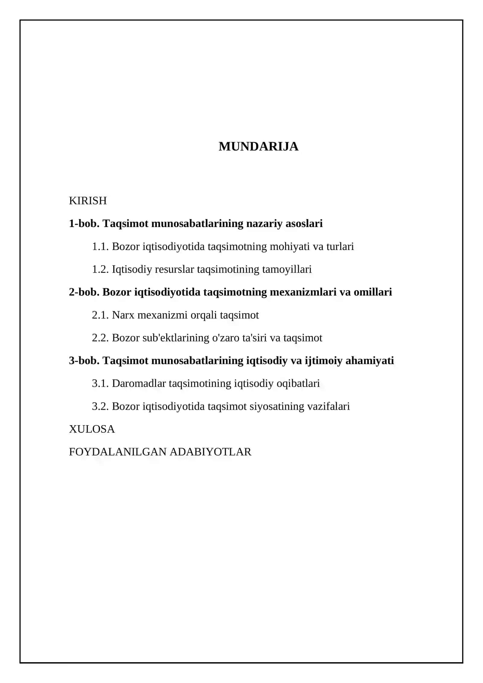 Bozor iqtisodiyotida taqsimot munosabatlari mohiyati va vazifalari 2