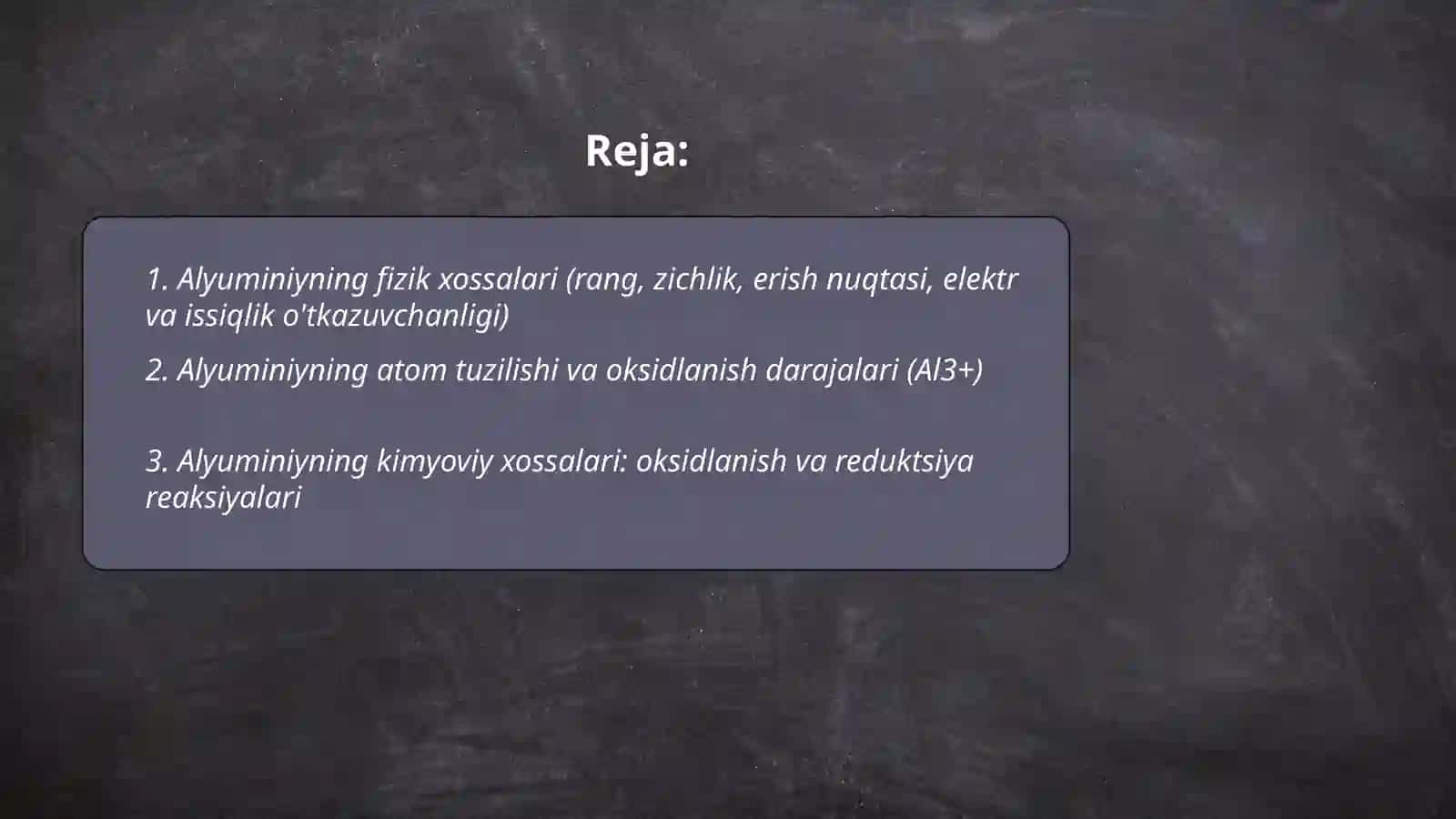 Alyuminiy xossalari. Birikmalari 2