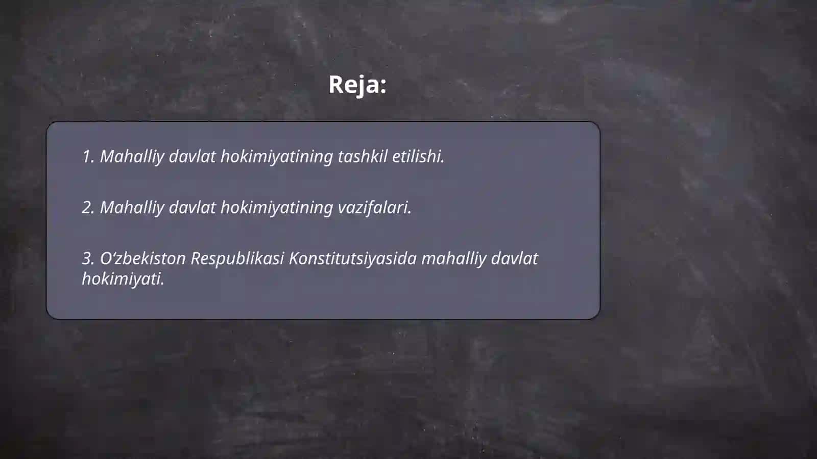 Oʻzbekiston Respublikasida mahalliy davlay hokimoyatining tashkil etilishi va faoliyatining konstitutsiyaviy asoslari 2