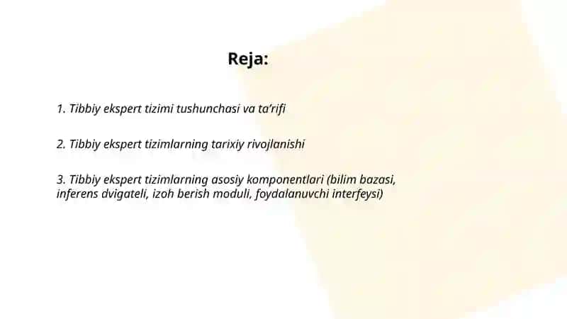 Tibbiy ekspert tizimlari 2