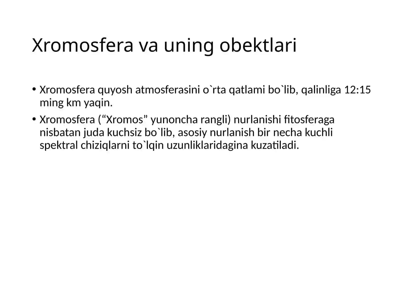 Quyosh xromosferasini o`rganish 2