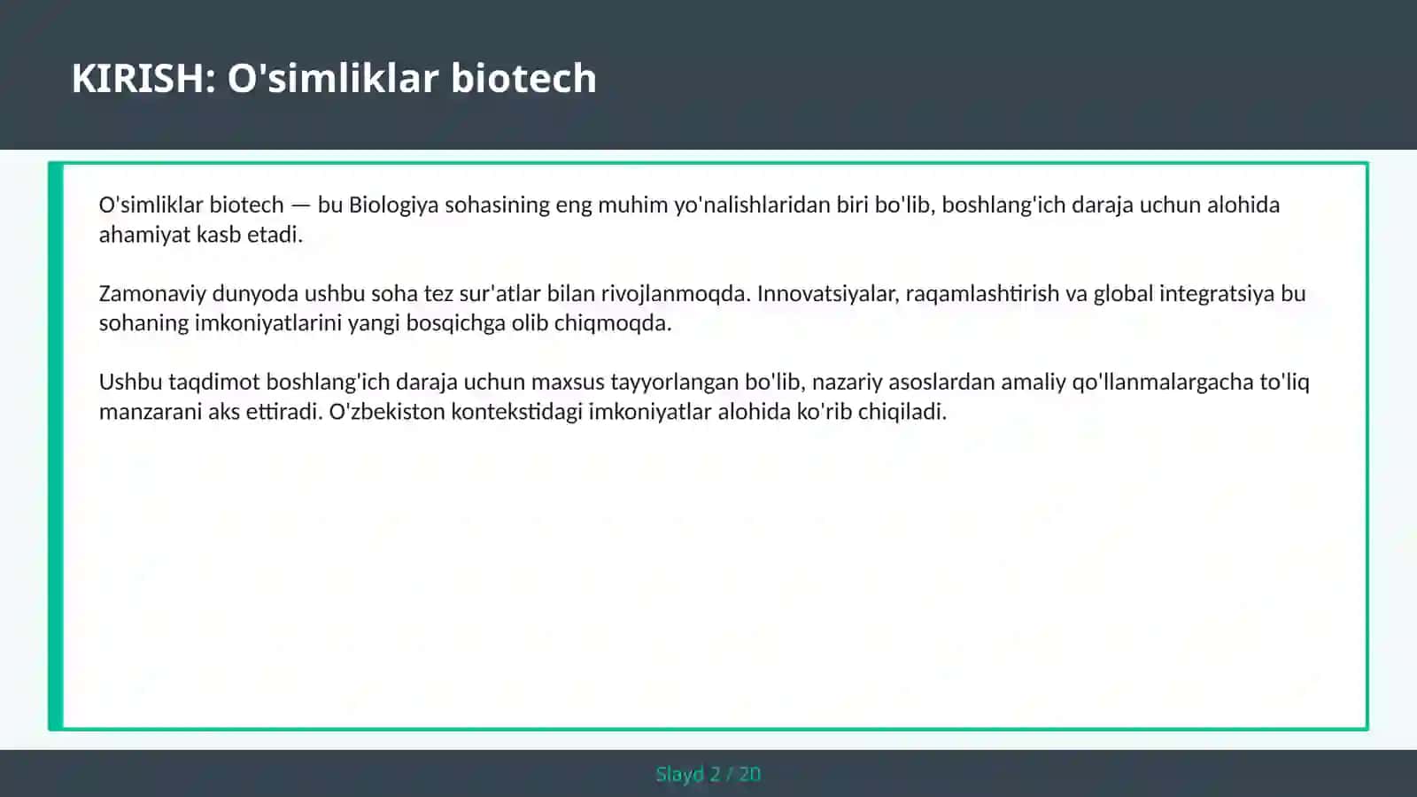 O'simliklar biotech 2