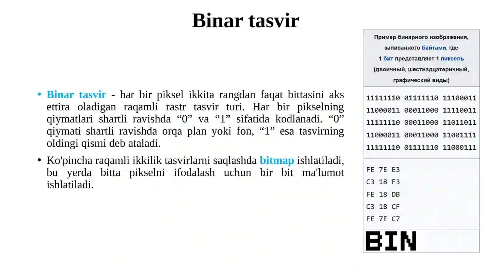 Binar tasvirlar tahlili 2
