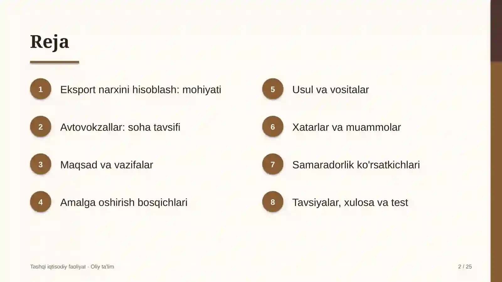 Avtovokzallarda eksport narxini hisoblash 2