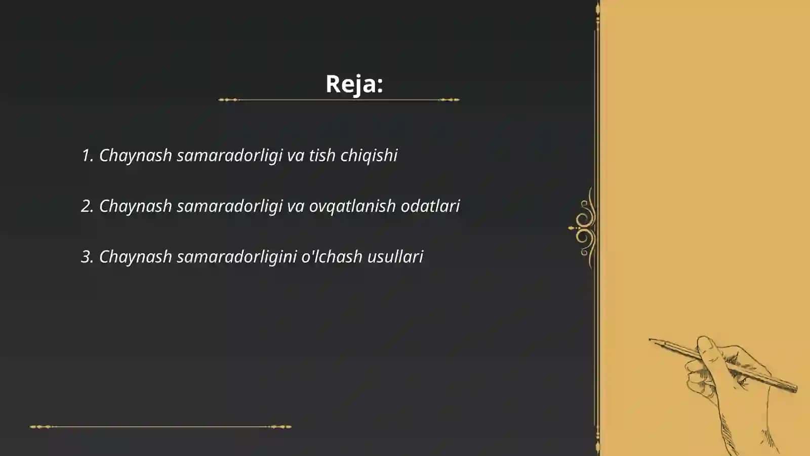 Chaynash samaradorligini aniqlash sinamalari 2