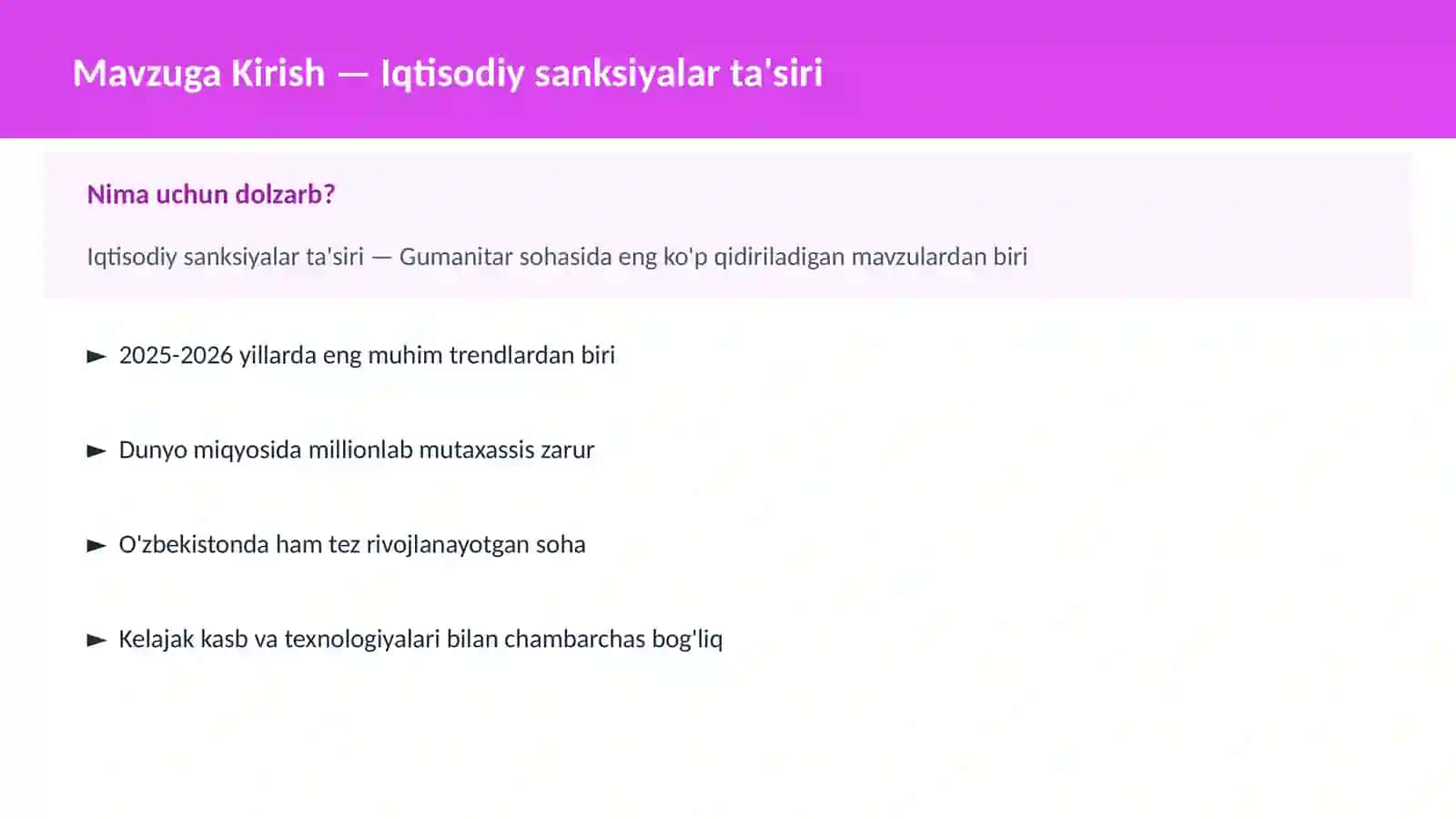 Iqtisodiy sanksiyalar ta'siri 2
