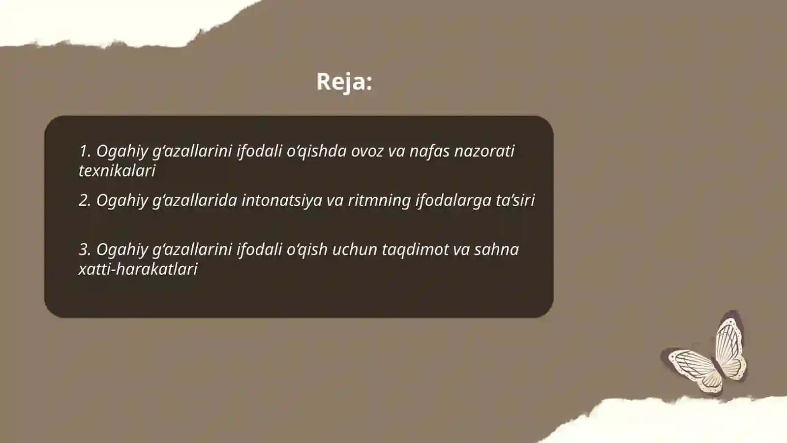 Ogahiy g‘azallarini ifodali o‘qish va sharhlash 2