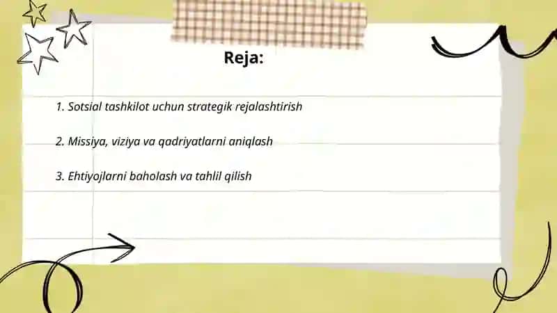 Sotsial tashkilot (xizmat) faoliyatini rejalashtirish 2