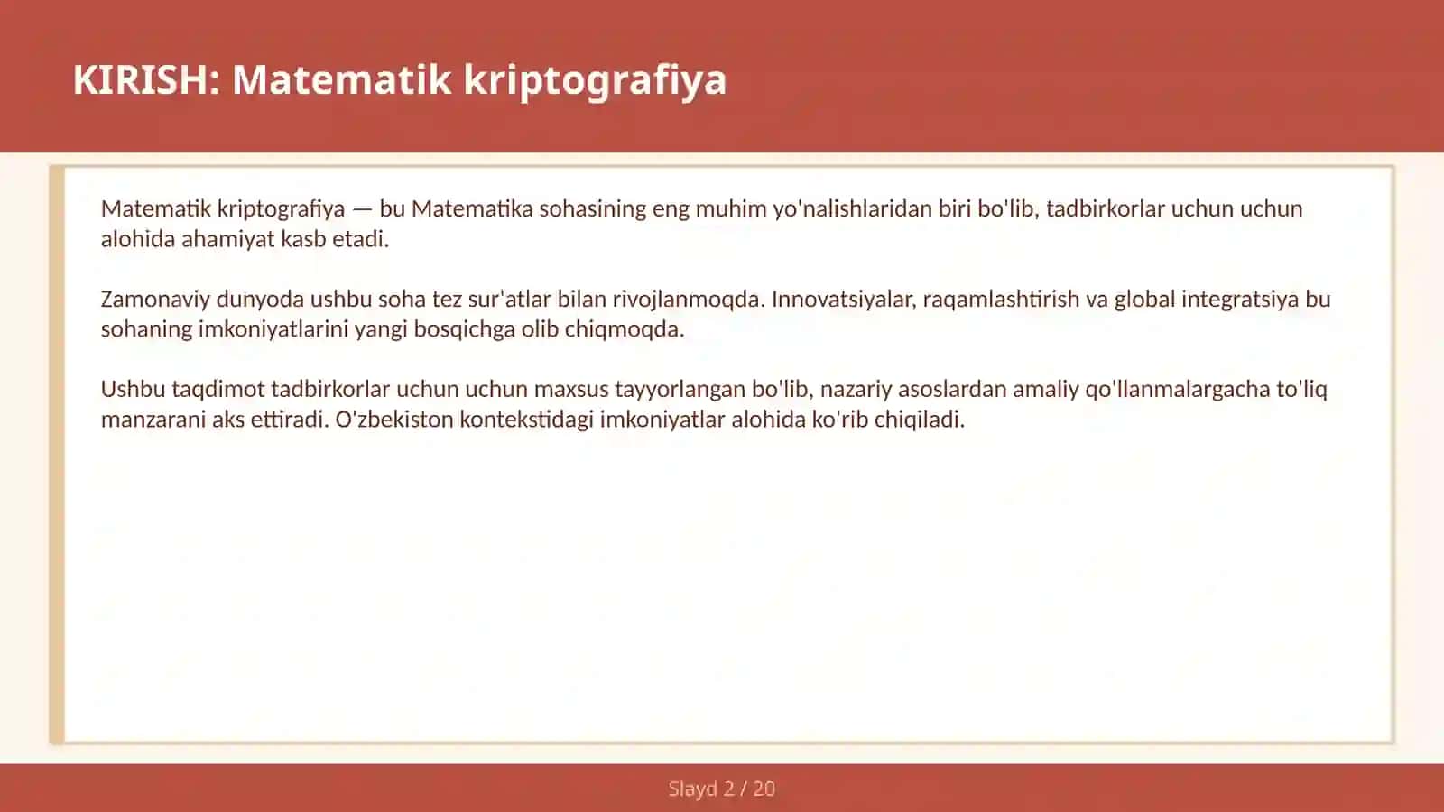 Matematik kriptografiya 2