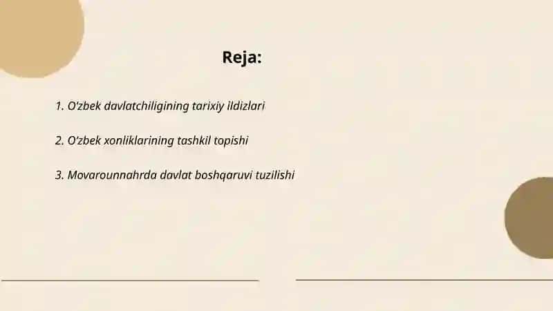 O‘zbek davlatchiligining shakllanishi 2