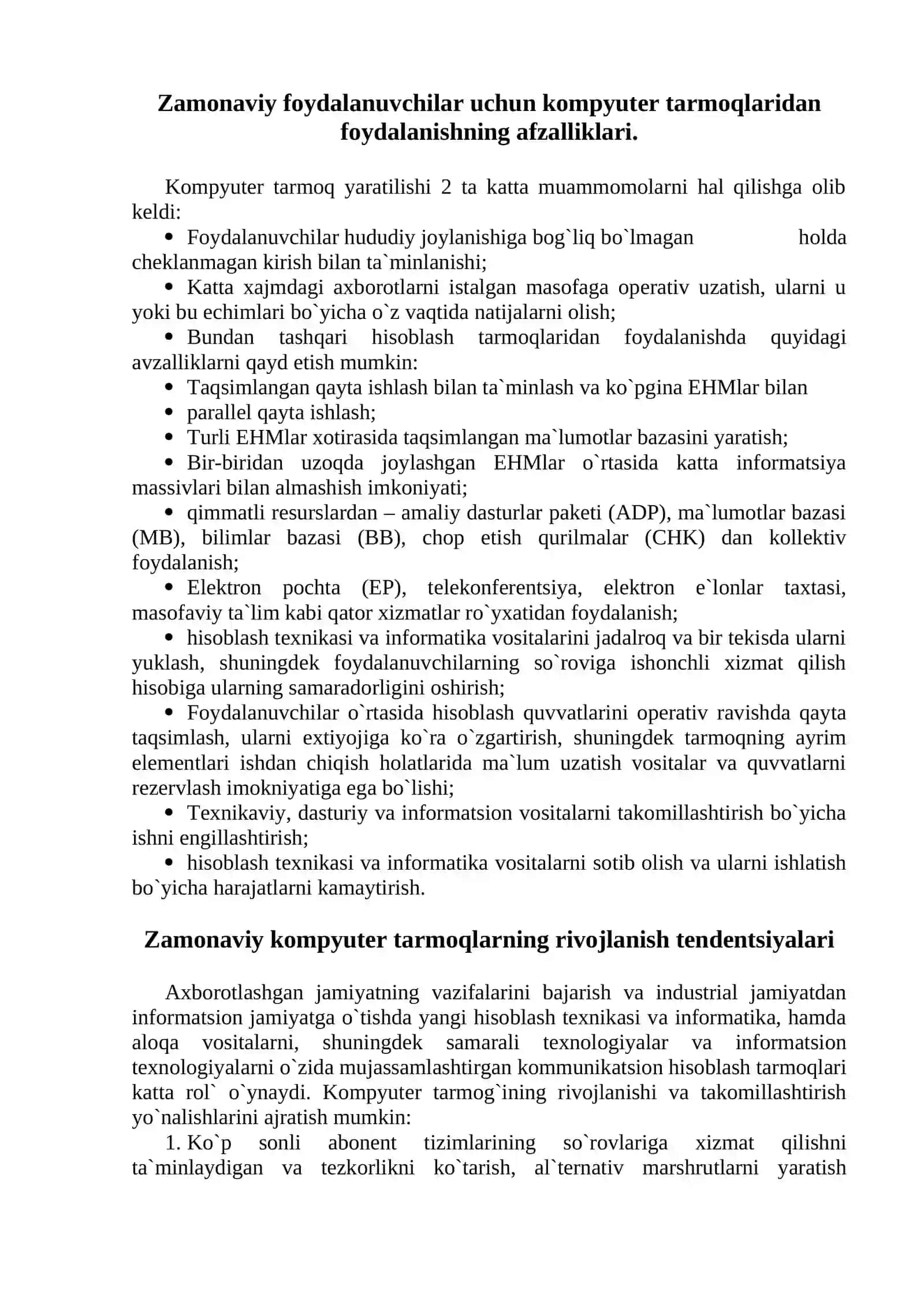 Kompyuter tarmoqlarning asosiy elementlari 2