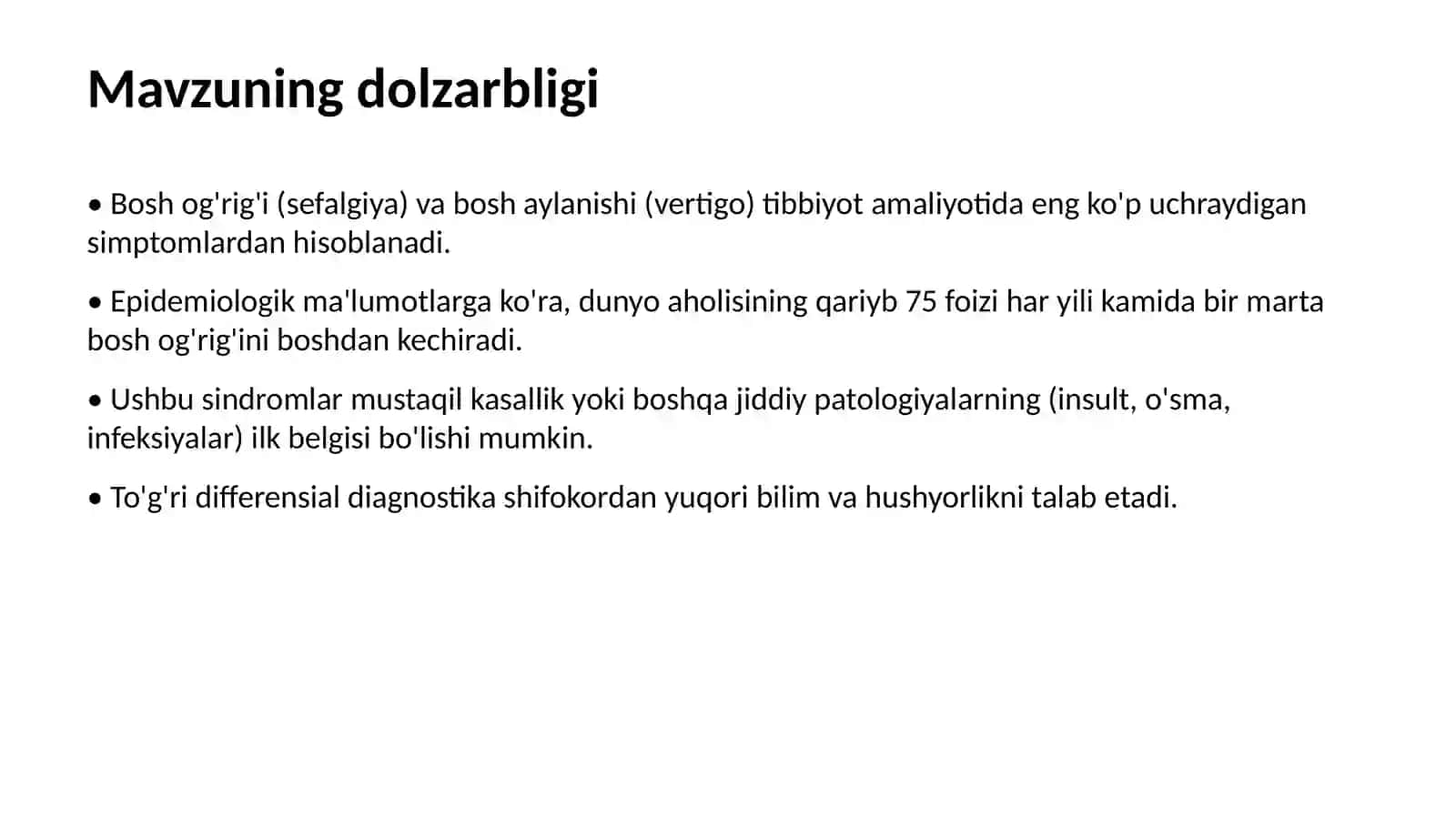 BOSH OG'RIQ VA BOSH AYLANISH SINDROMI 2