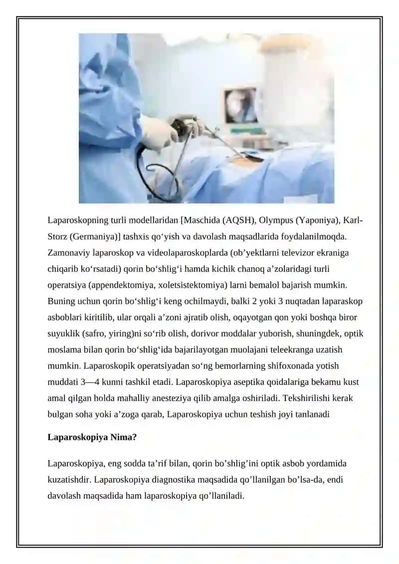 Laporoskopik operatsiyalar 2