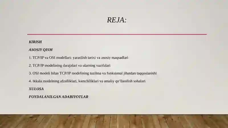 TCP/IP modeli OSI modeli bilan taqqoslash. 2
