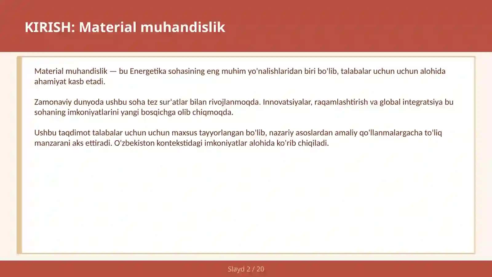 Material muhandislik 2