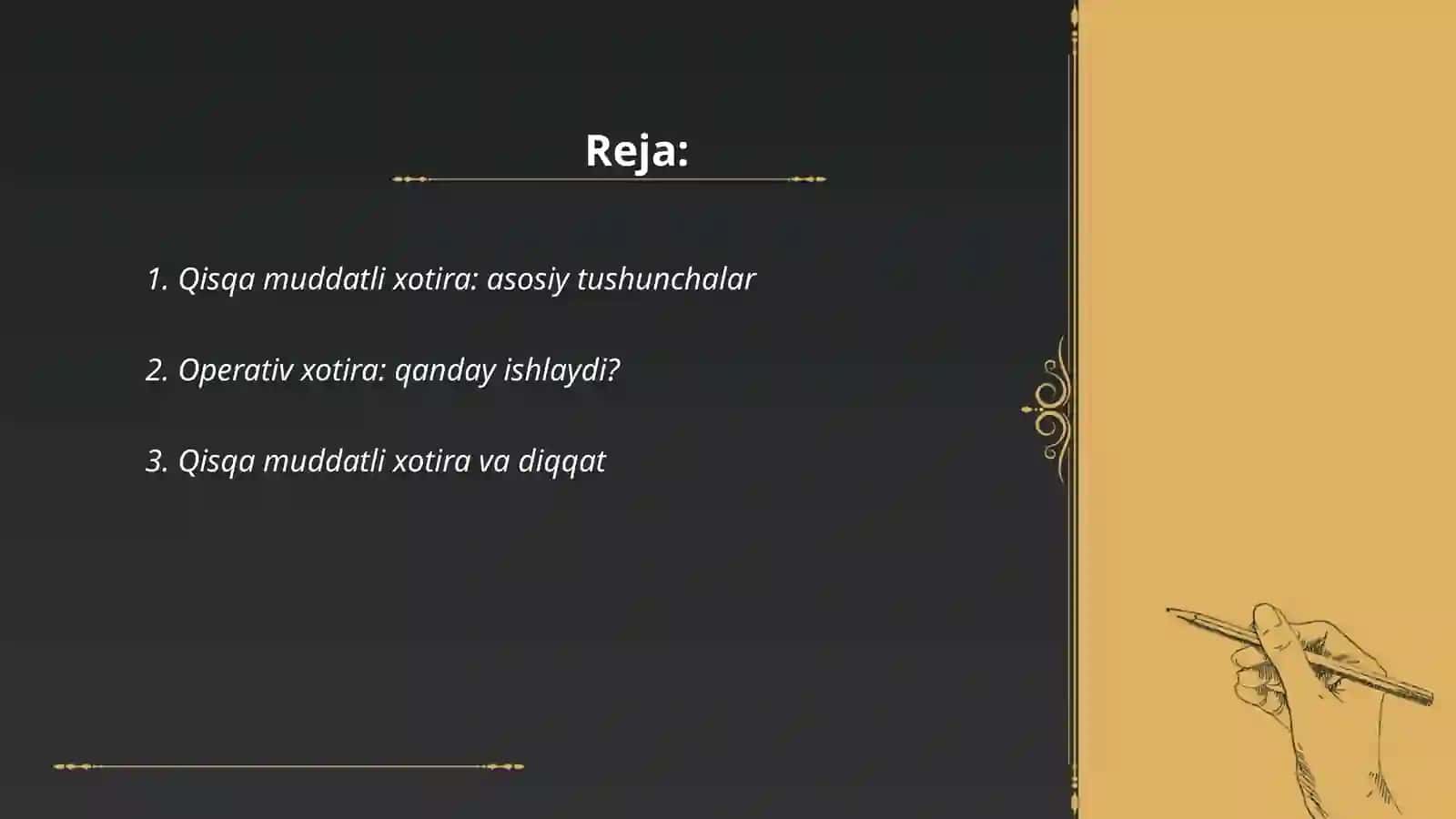 Qisqa muddatli va operativ xotiraning hajmini o'rganish 2