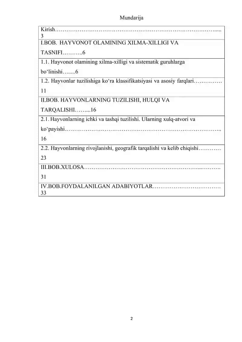 Hayvonot olamining xilma-xilligi, tuzilishi, hulq-atvori, ko'payishi, rivojlanishi, geografik tarqalishi va kelib chiqishini 2
