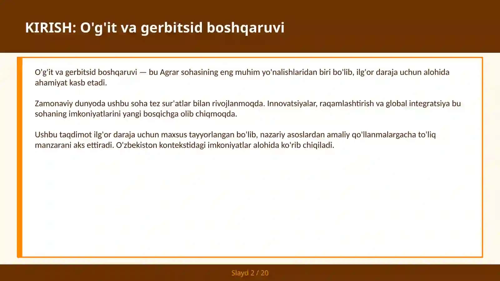 O'g'it va gerbitsid boshqaruv 2