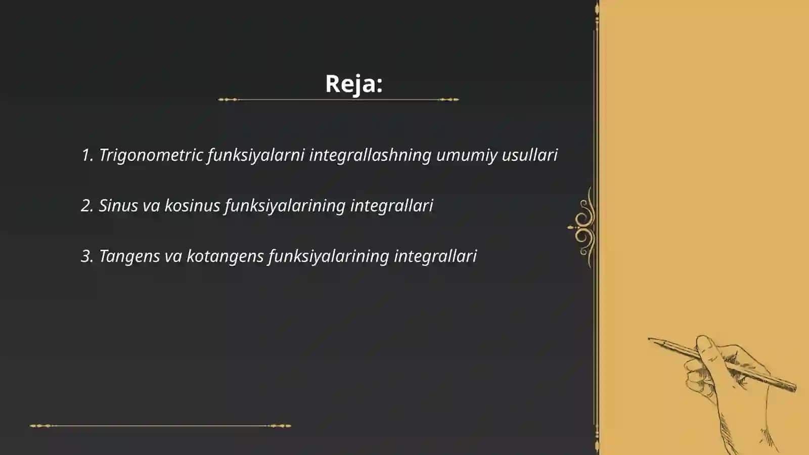 Trigonometric va bazi irrational funksiyalarni integrallash 2