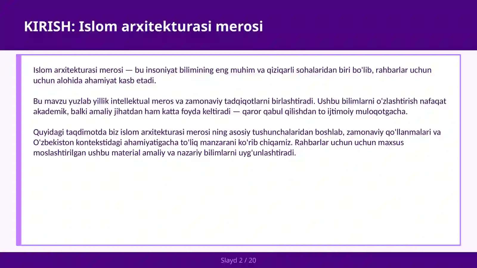 ISLOM ARXITEKTURASI MEROSI 2