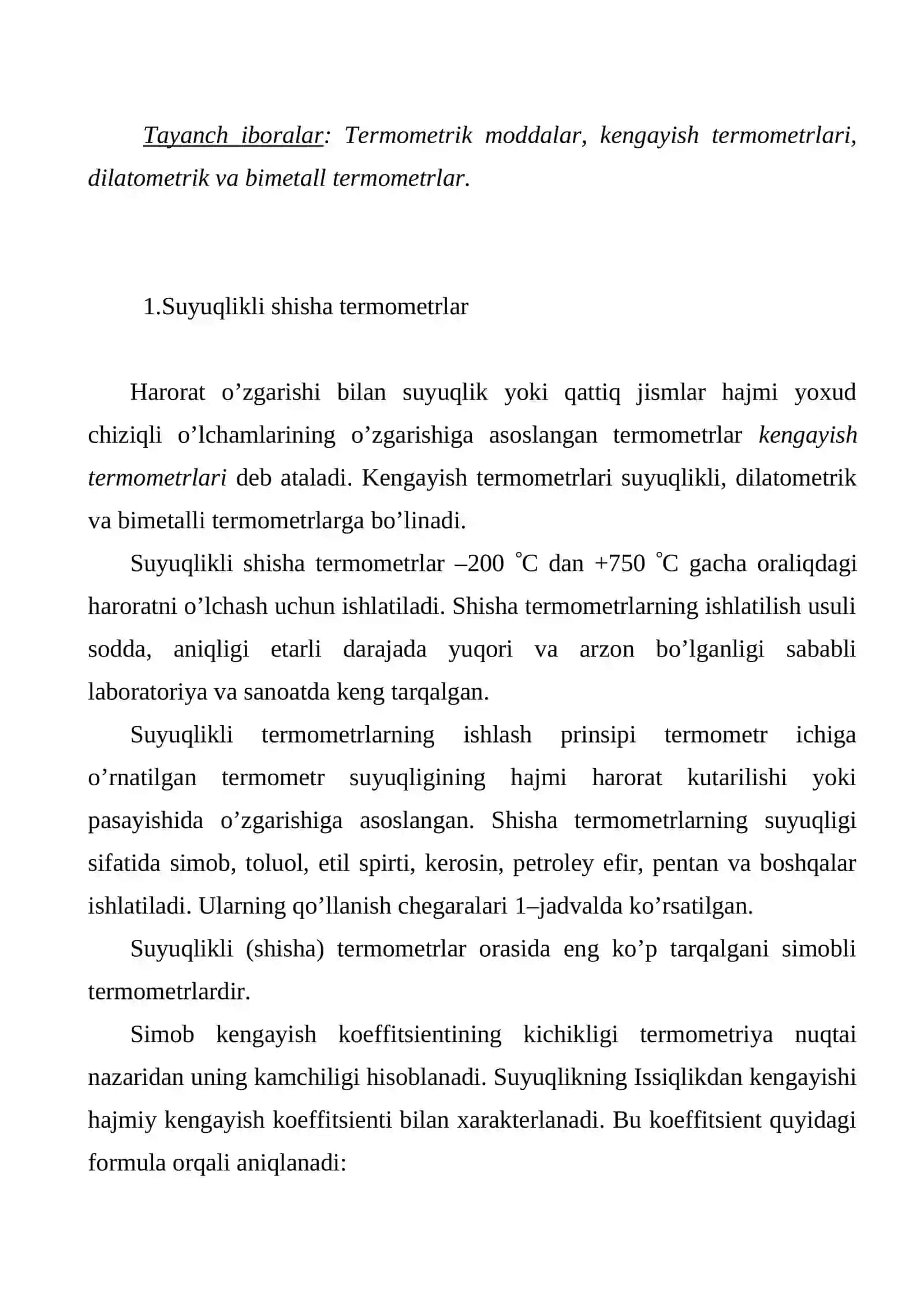 Suyuqlikli shisha termometrlari 2