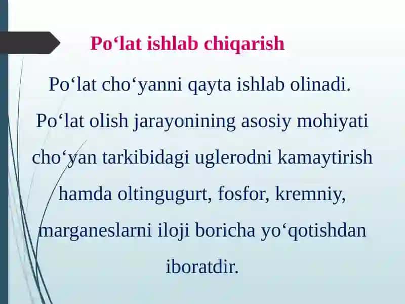 Po‘lat ishlab chiqarish 2